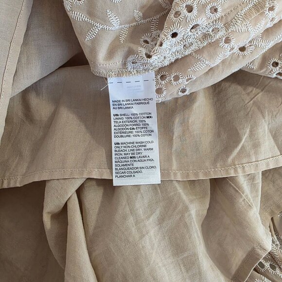 Chicos Cotton Eyelet Tiered Maxi Dress Long Bishop Sleeve Cottage Prairie Med - Picture 8 of 9